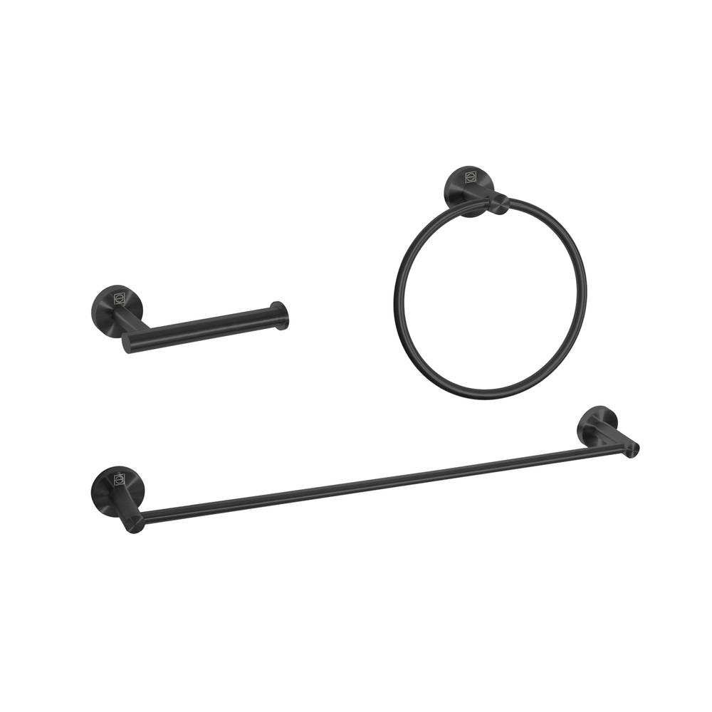 Alma 3-Piece Bathroom Hardware Set in Matte Black. Picture 1