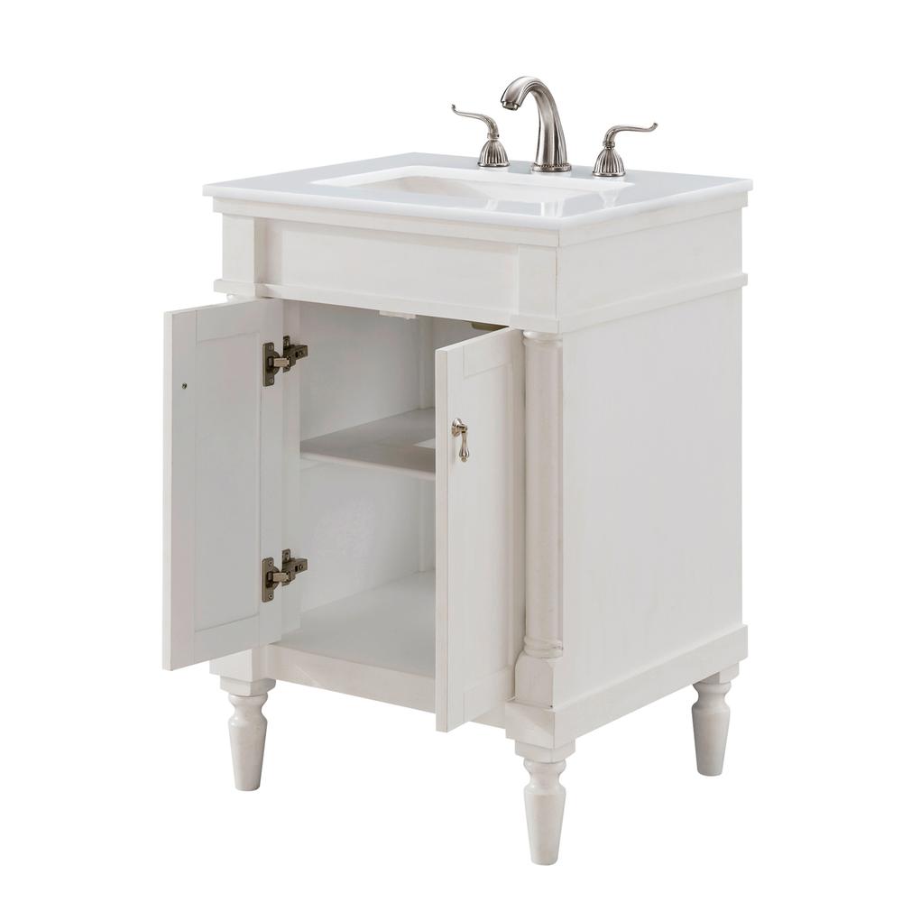 24 inch Single Bathroom vanity in Antique White. Picture 3
