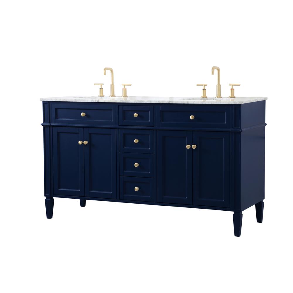 60 inch double bathroom vanity in blue. Picture 6