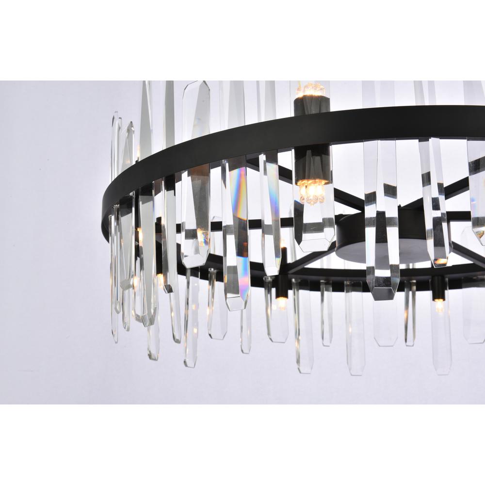 Serena 32 inch crystal round chandelier in black. Picture 3