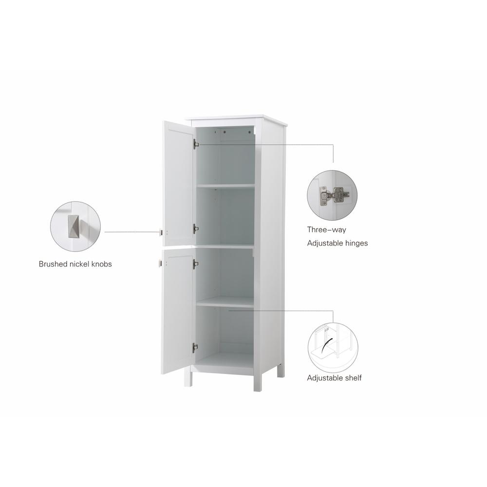 20 Inch Wide Bathroom Linen Storage Freestanding Cabinet In White. Picture 12