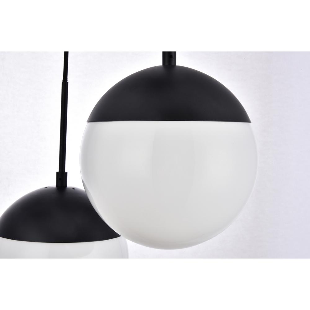 Eclipse 3 Lights Black Pendant With Frosted White Glass. Picture 3