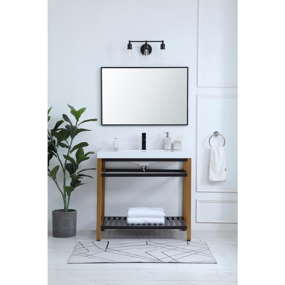36 inch Single Bathroom Metal Vanity in Golden Black. Picture 5