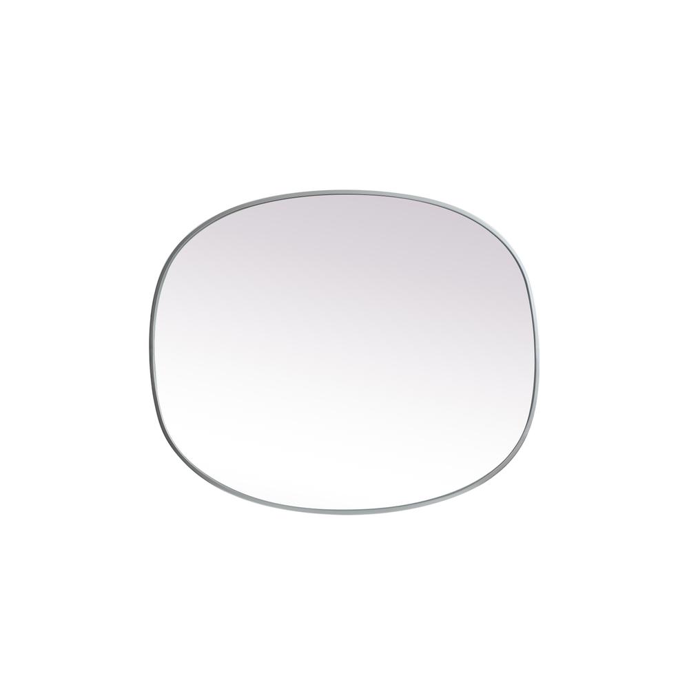 Metal Frame Oval Mirror 30x36 Inch in Silver. Picture 8