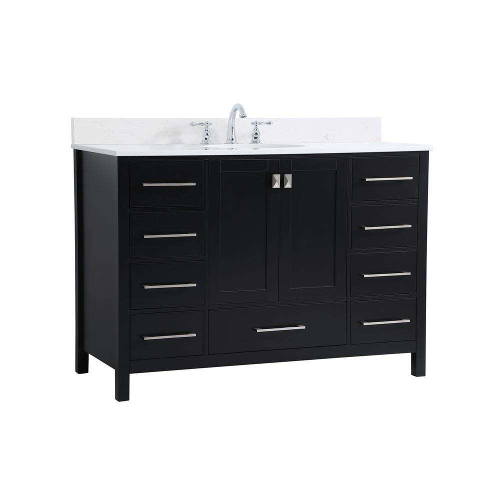 48 inch Single Bathroom Vanity in Black with Backsplash. Picture 7