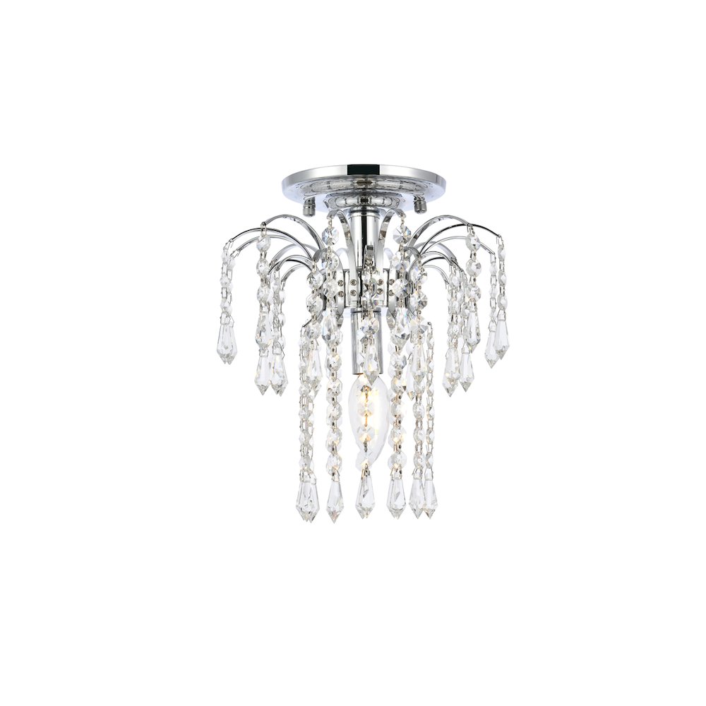 Falls 1 Light Chrome Flush Mount Clear Royal Cut Crystal. Picture 1