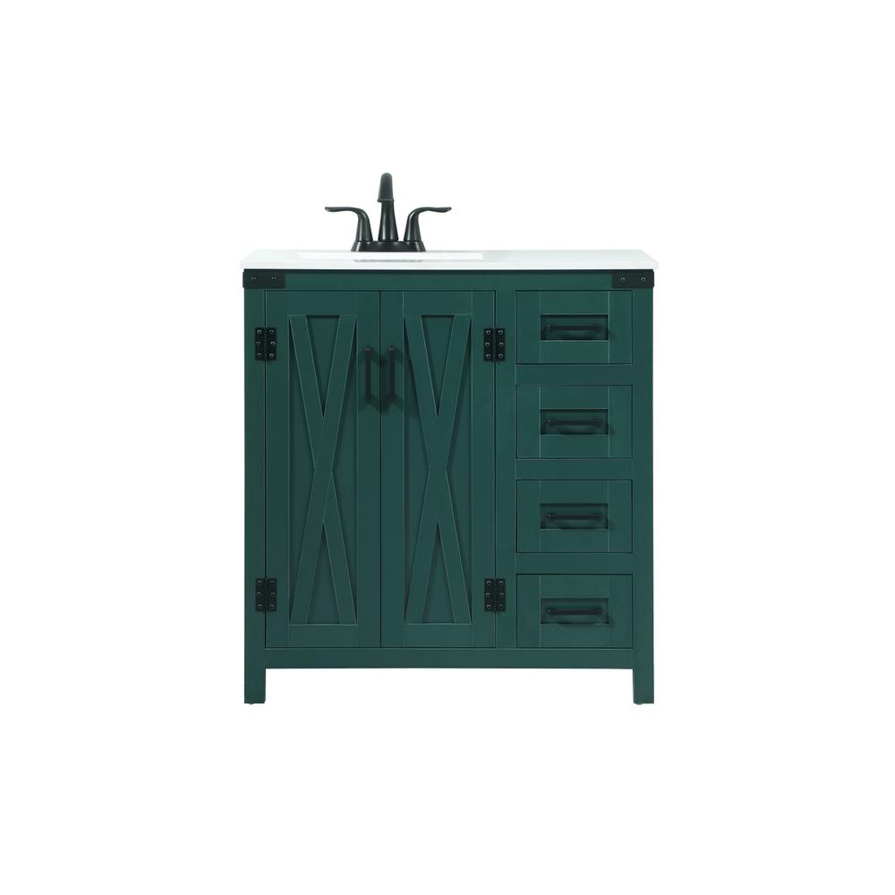 32 inch Single bathroom vanity in green. Picture 1
