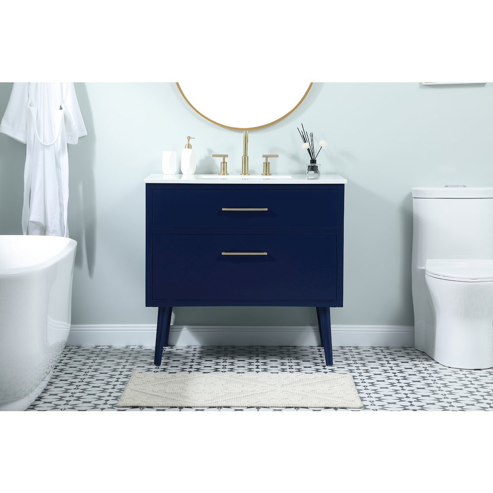 36 Inch Bathroom Vanity In Blue. Picture 2