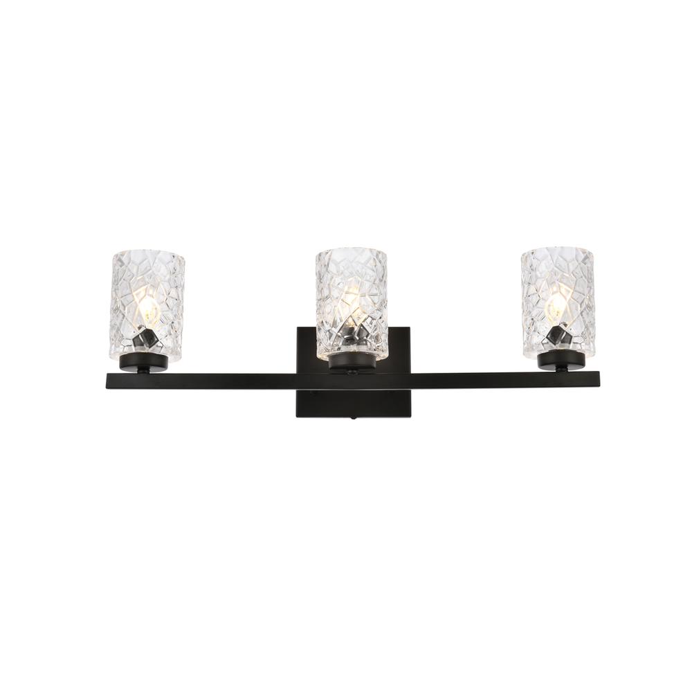 Cassie 3 lights bath sconce in black with clear shade. Picture 1