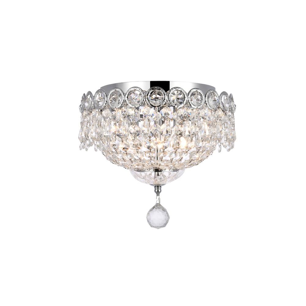 Century 3 light Chrome Flush Mount Clear Royal Cut Crystal. Picture 1