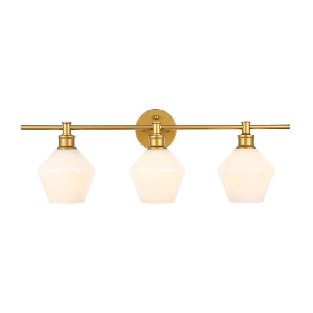 Gene 3 light Brass and Frosted white glass Wall sconce. Picture 9