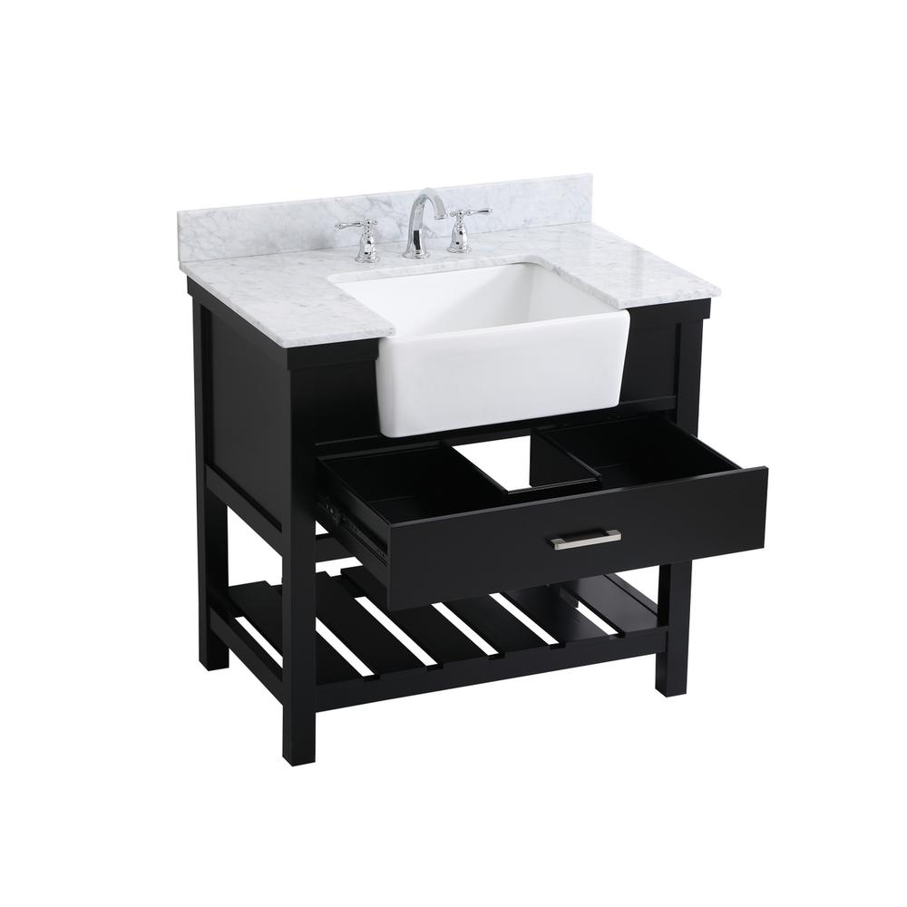 36 inch Single bathroom vanity in black with backsplash. Picture 9