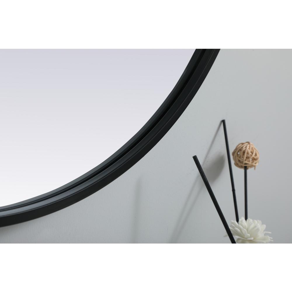 Metal Frame Oval Mirror 24x30 Inch in Black. Picture 6