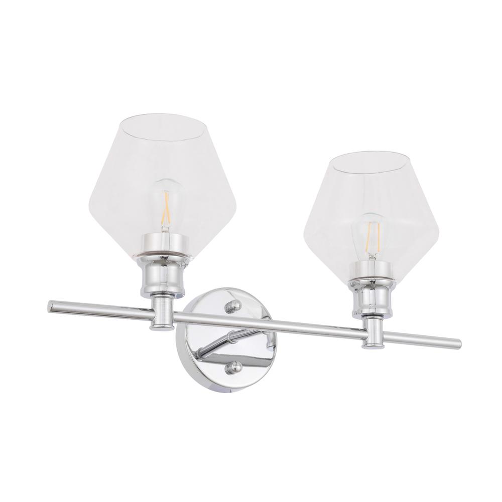 Gene 2 light Chrome and Clear glass Wall sconce. Picture 6