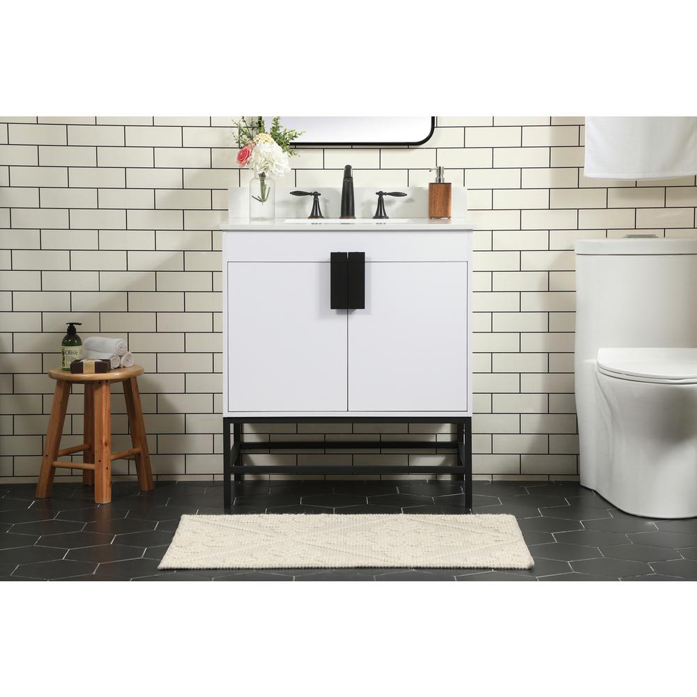 30 inch Single bathroom vanity in white with backsplash. Picture 14