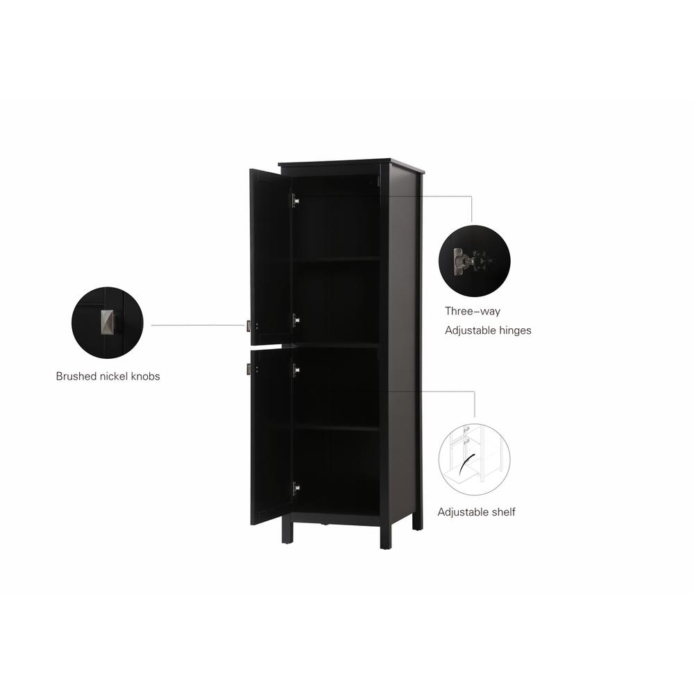 20 Inch Wide Bathroom Linen Storage Freestanding Cabinet In Black. Picture 12