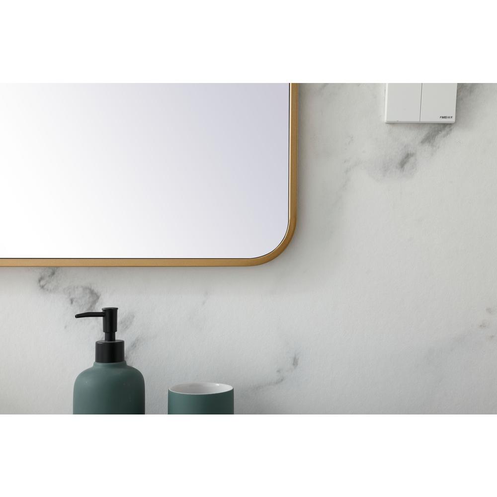 Soft corner metal rectangular mirror 30x40 inch in Brass. Picture 3