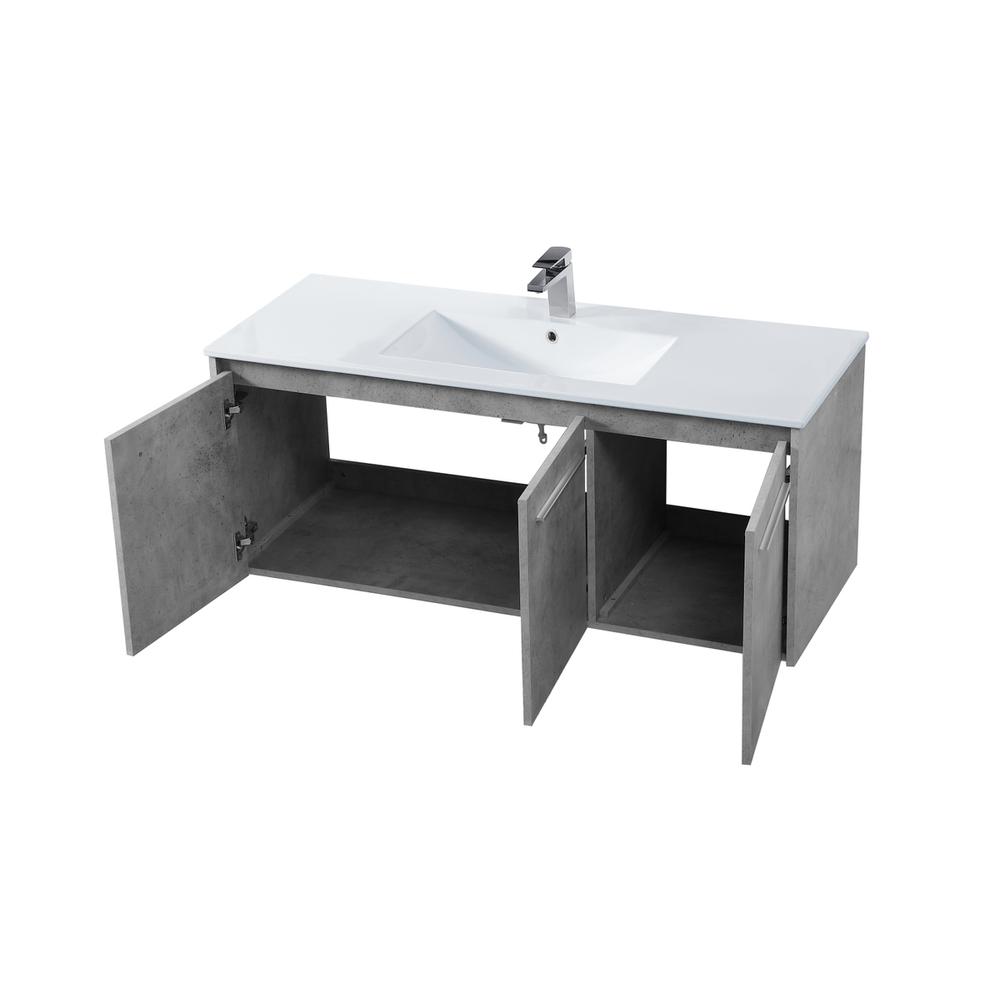 48 inch  Single Bathroom Floating Vanity in Concrete Grey. Picture 8