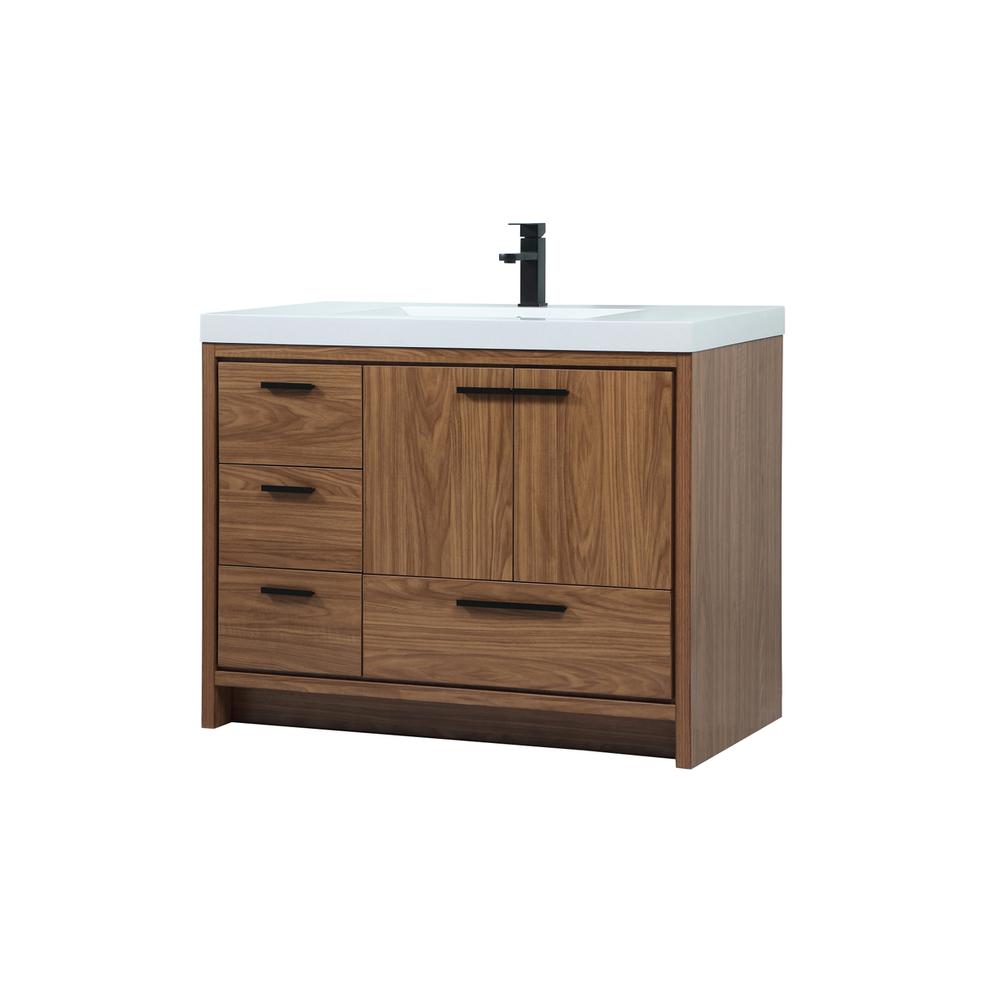 42 inch Single bathroom vanity in walnut brown. Picture 7
