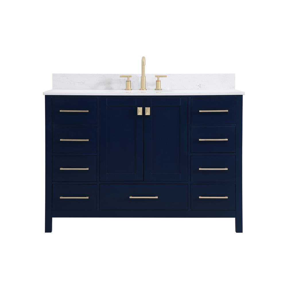 48 inch Single Bathroom Vanity in Blue with Backsplash. Picture 1