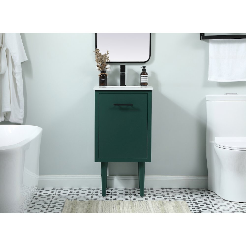 18 Inch Single Bathroom Vanity In Green. Picture 2
