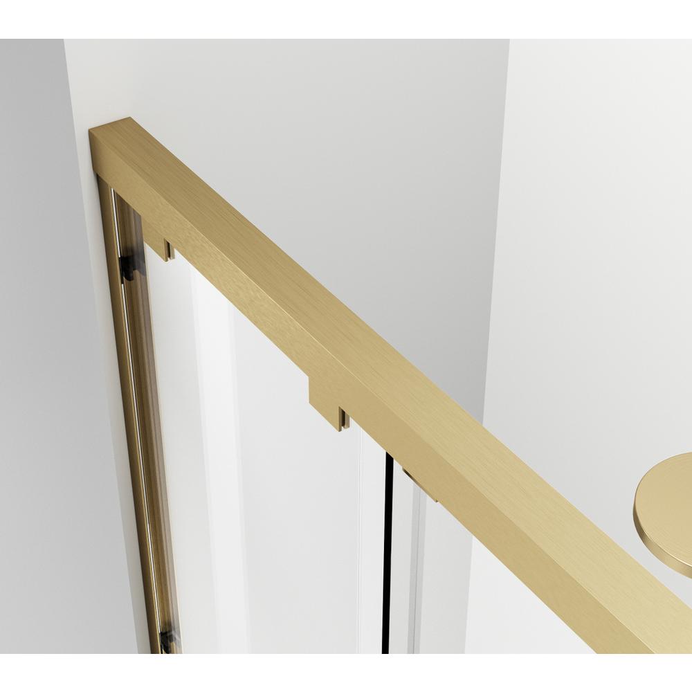 Semi-frameless shower door 48 x 76 Brushed Gold. Picture 6