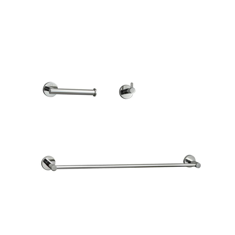 Freya 3-Piece Bathroom Hardware Set in Chrome. Picture 1