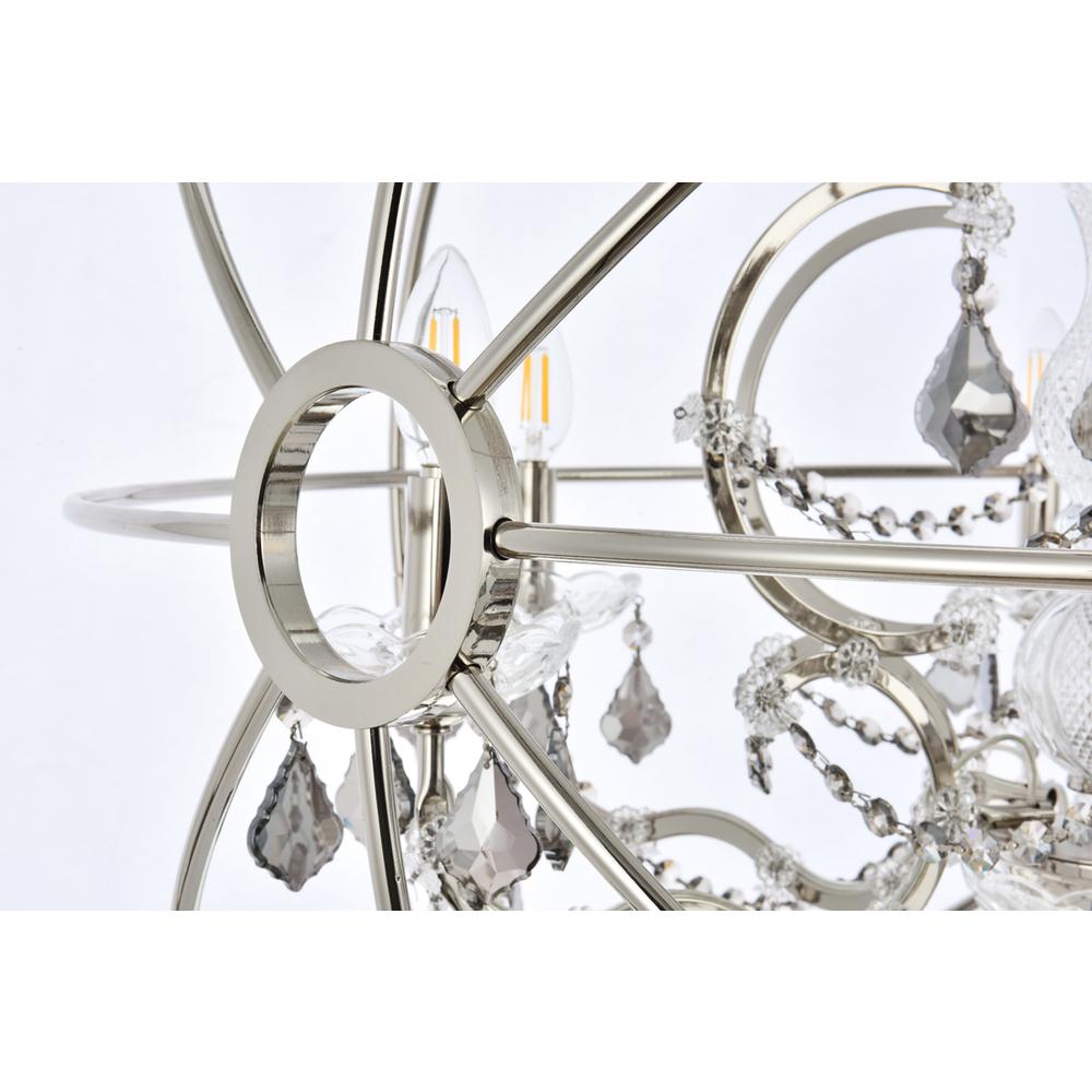 Geneva 6 light polished nickel Chandelier Silver Shade (Grey) Royal Cut crystal. Picture 5