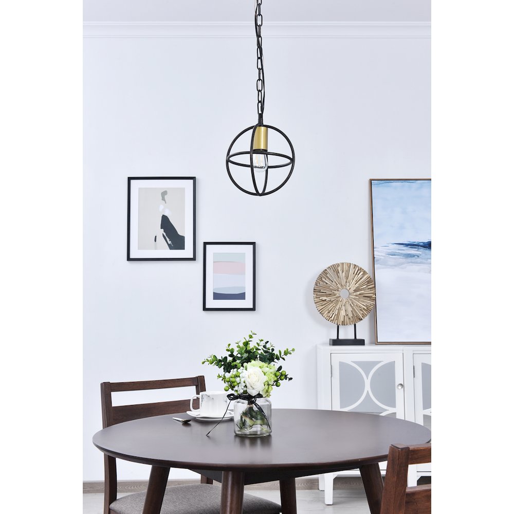 Octavia 1 Light Brass And Dark Brown Pendant. Picture 13