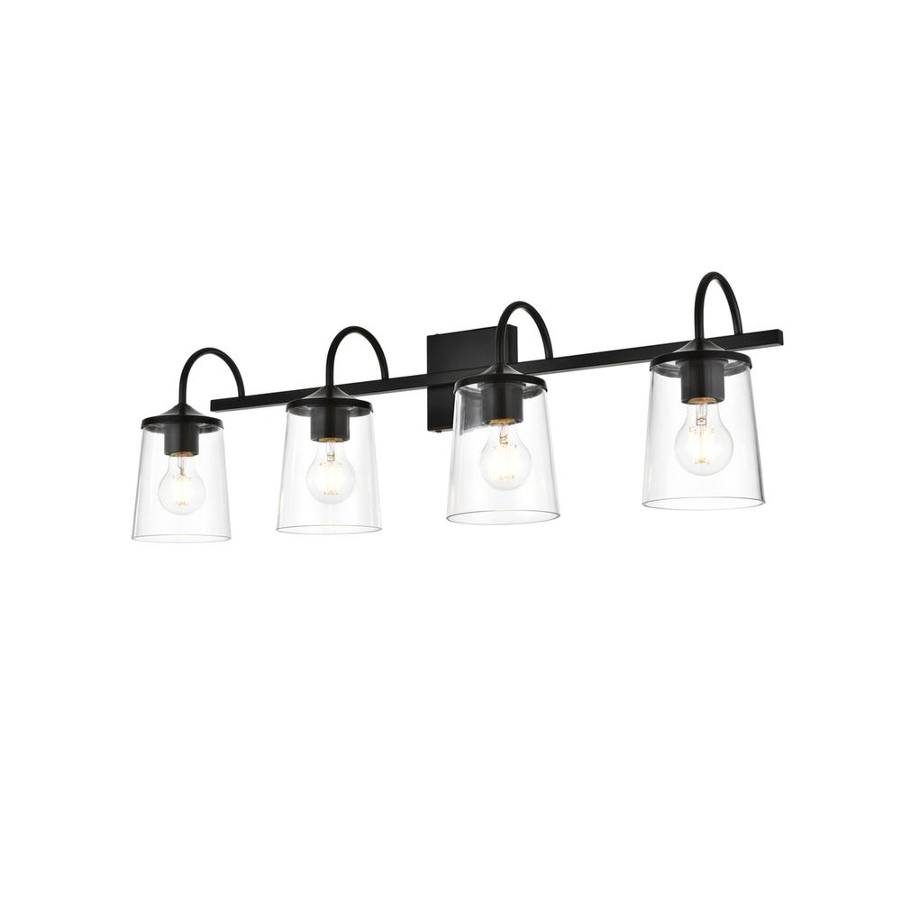 Avani 4 light Black and Clear Bath Sconce. Picture 2