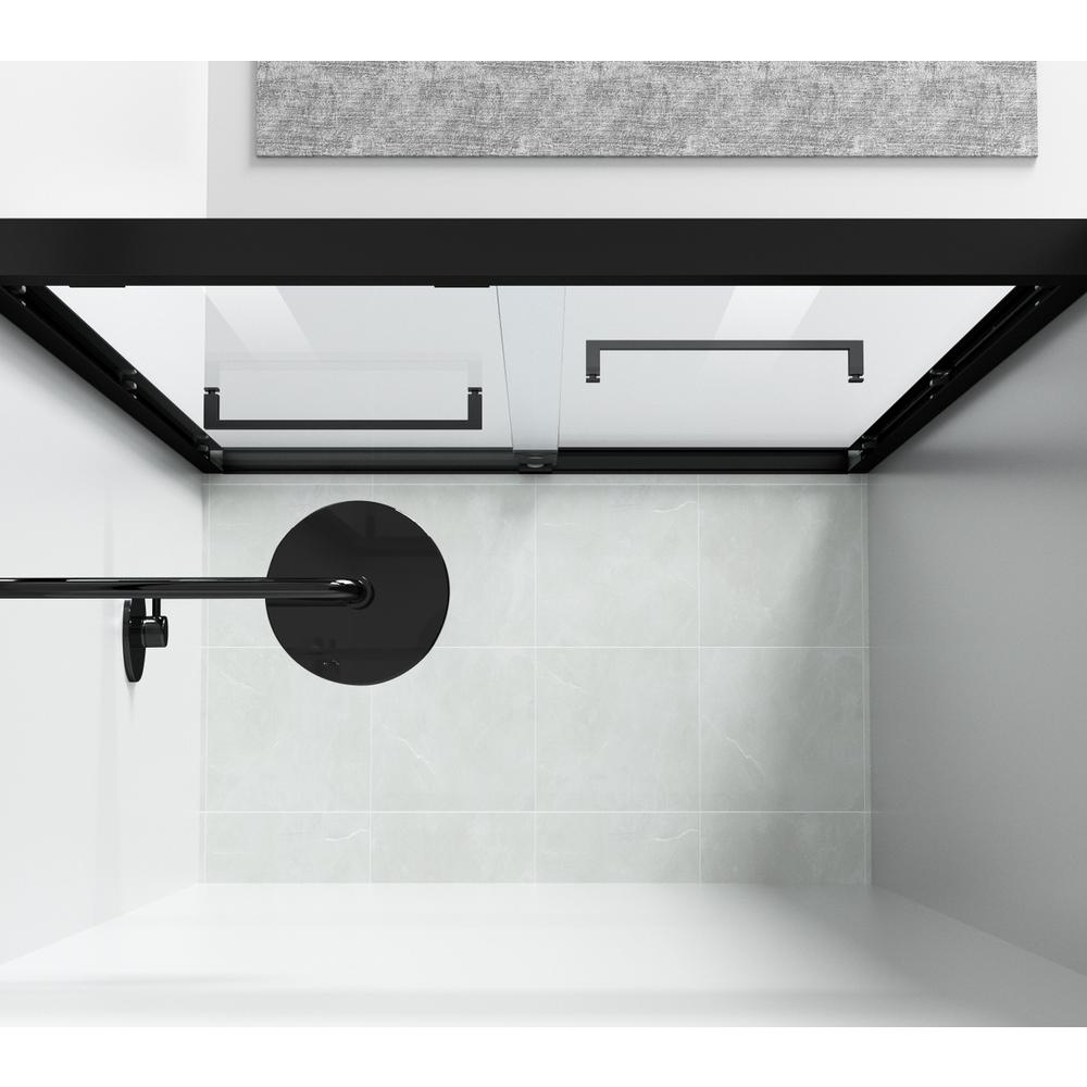 Semi-frameless shower door 48 x 76 Matte Black. Picture 4