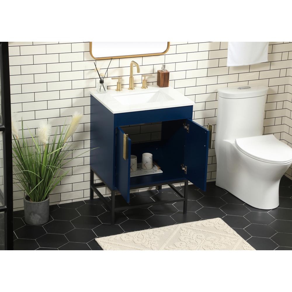 24 inch Single bathroom vanity in blue. Picture 3