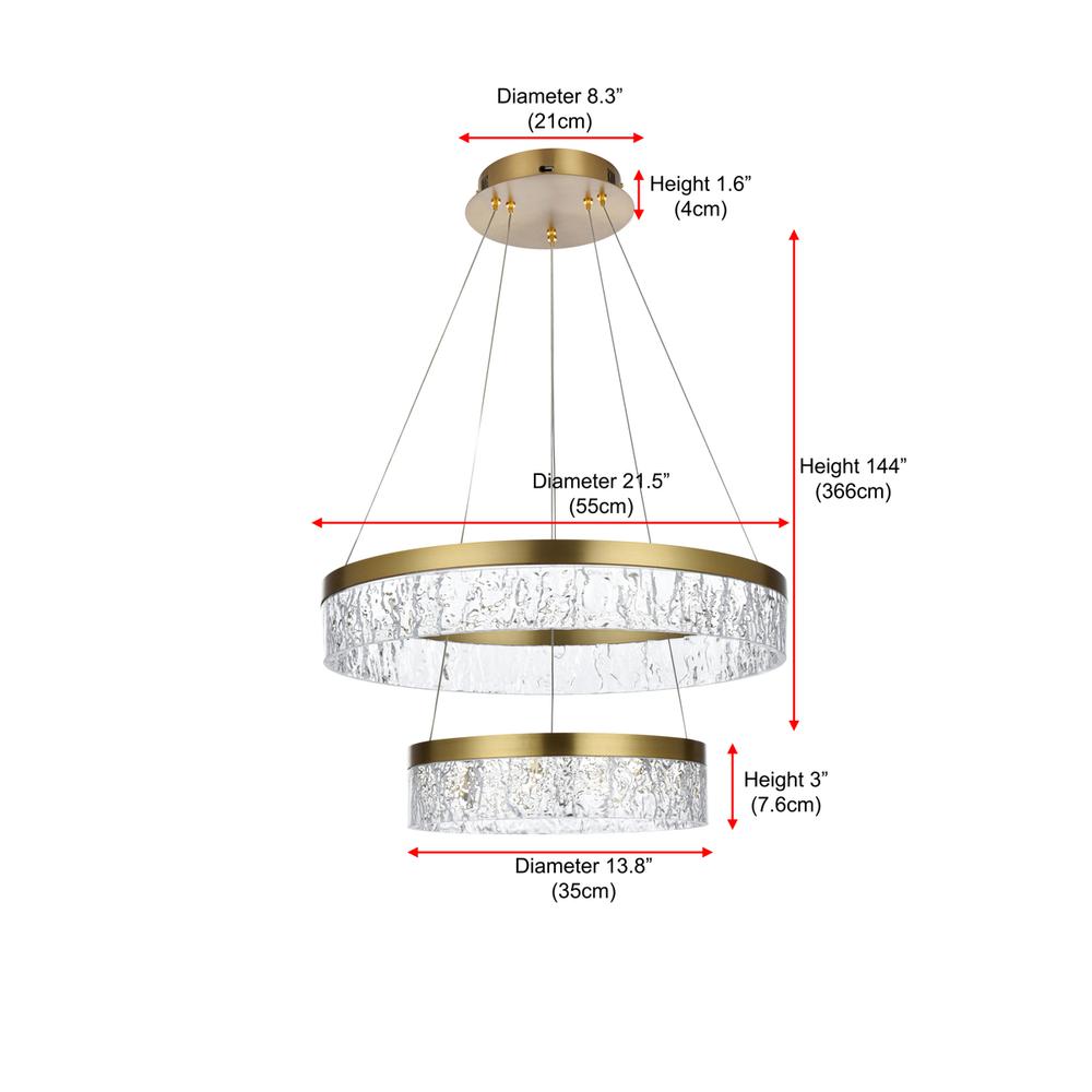 Linden 22 inch Adjustable LED chandelier in Satin Gold. Picture 10