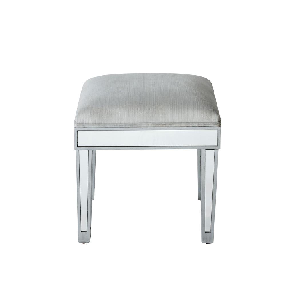Dressing stool 18in. Wx 14in. D x 18in. H in antique silver paint. Picture 1