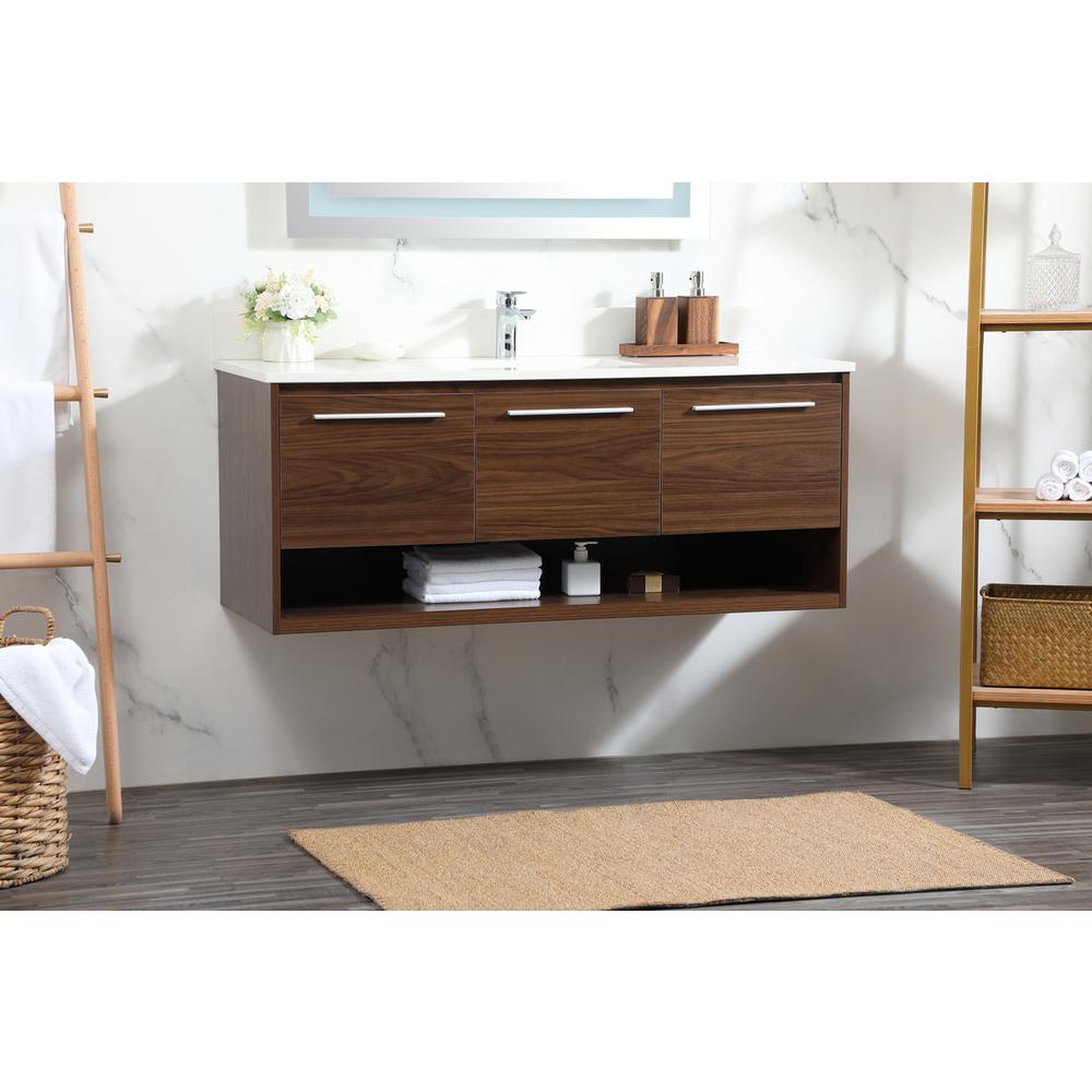 48 inch Single bathroom vanity in walnut with backsplash. Picture 2