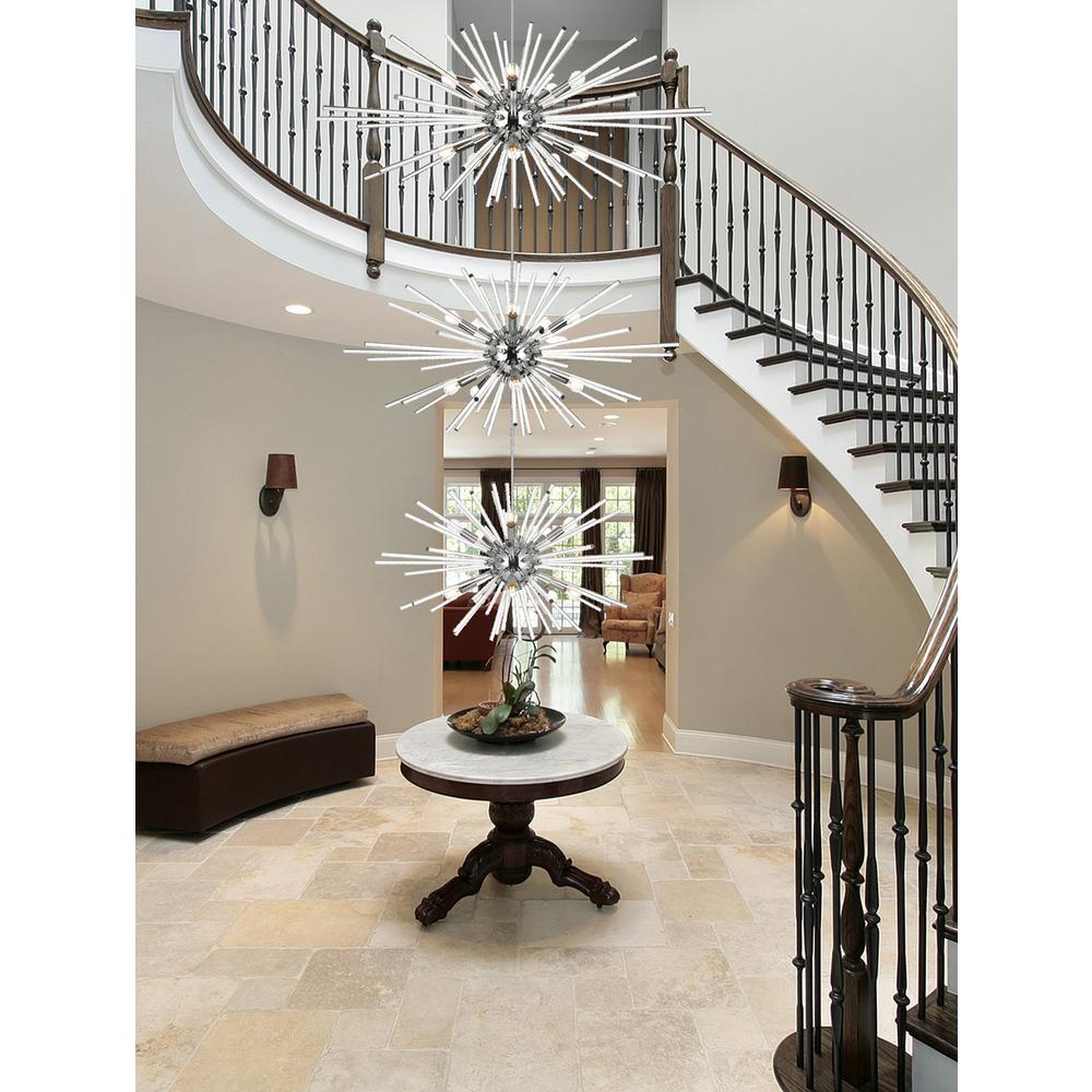 Sienna 46 inch three tiers crystal starburst chandelier in chrome. Picture 7