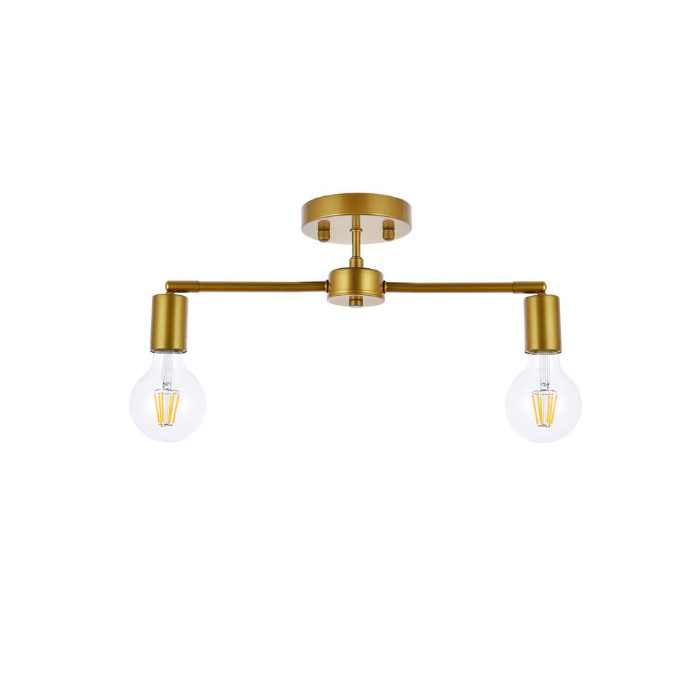 Zane 2 lights brass flush mount. Picture 6