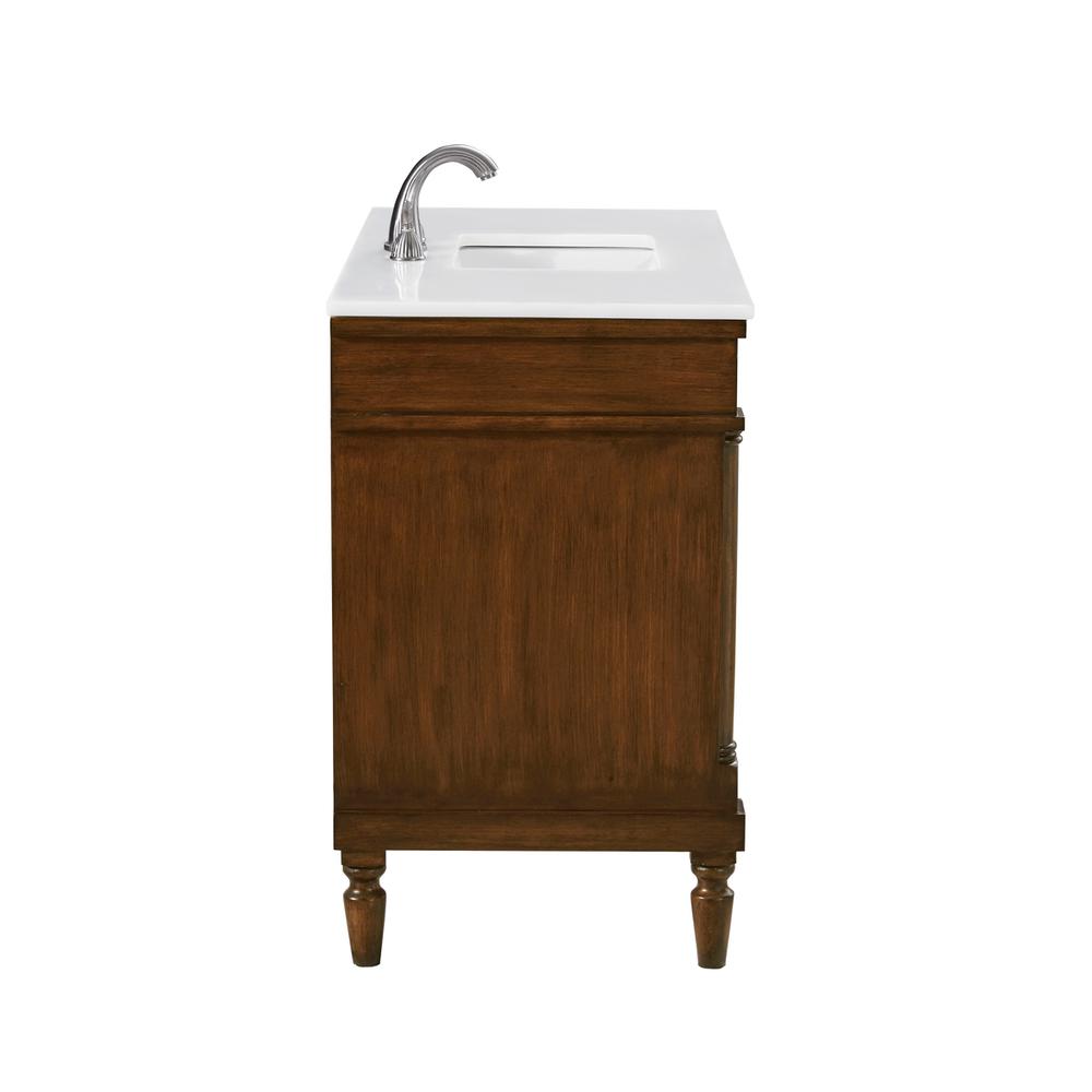 42 inch Single Bathroom vanity in Walnut with ivory white engineered marble. Picture 7