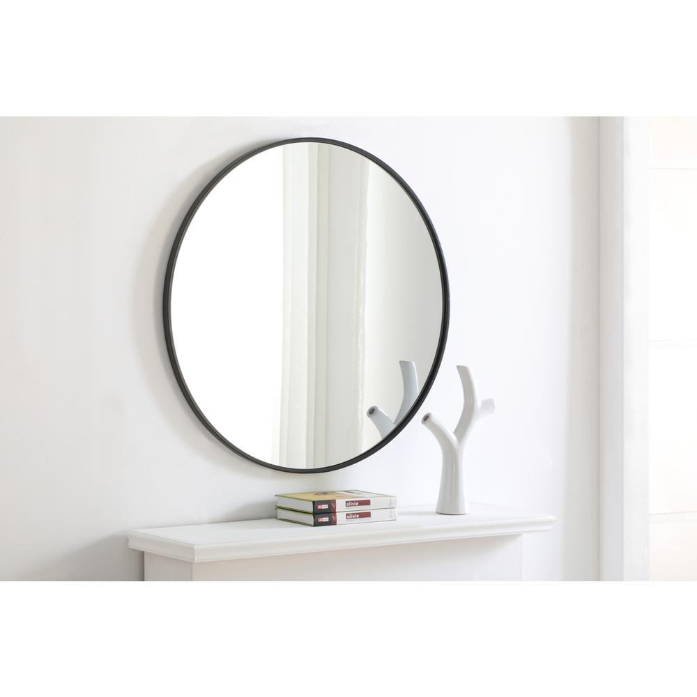 Metal frame Round Mirror 32 inch Black finish. Picture 3