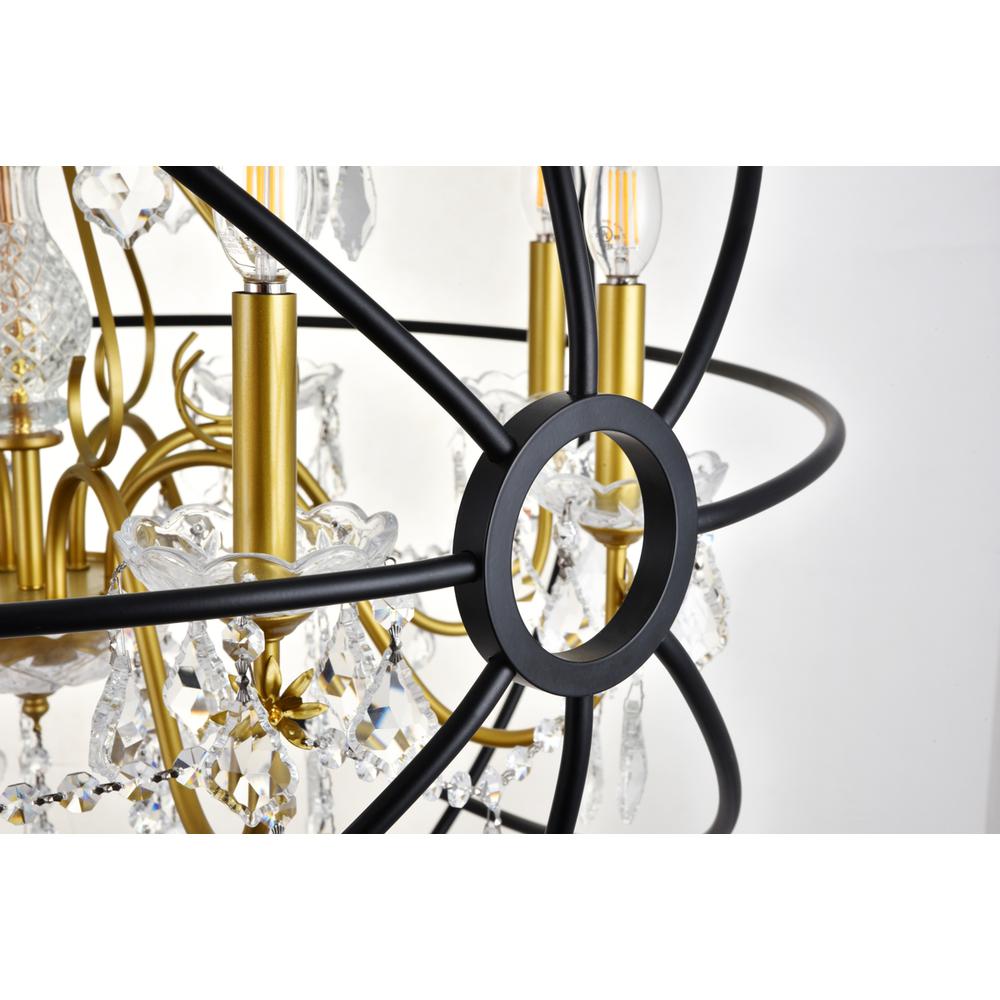 Cordelia 8 Light Black and Gold Crystal Pendant. Picture 5