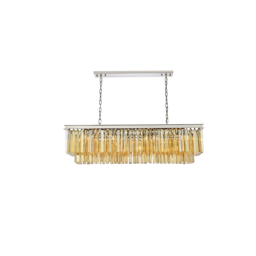 Sydney 12 light polished nickel Chandelier Golden Teak (Smoky) Royal Cut Crystal. Picture 1