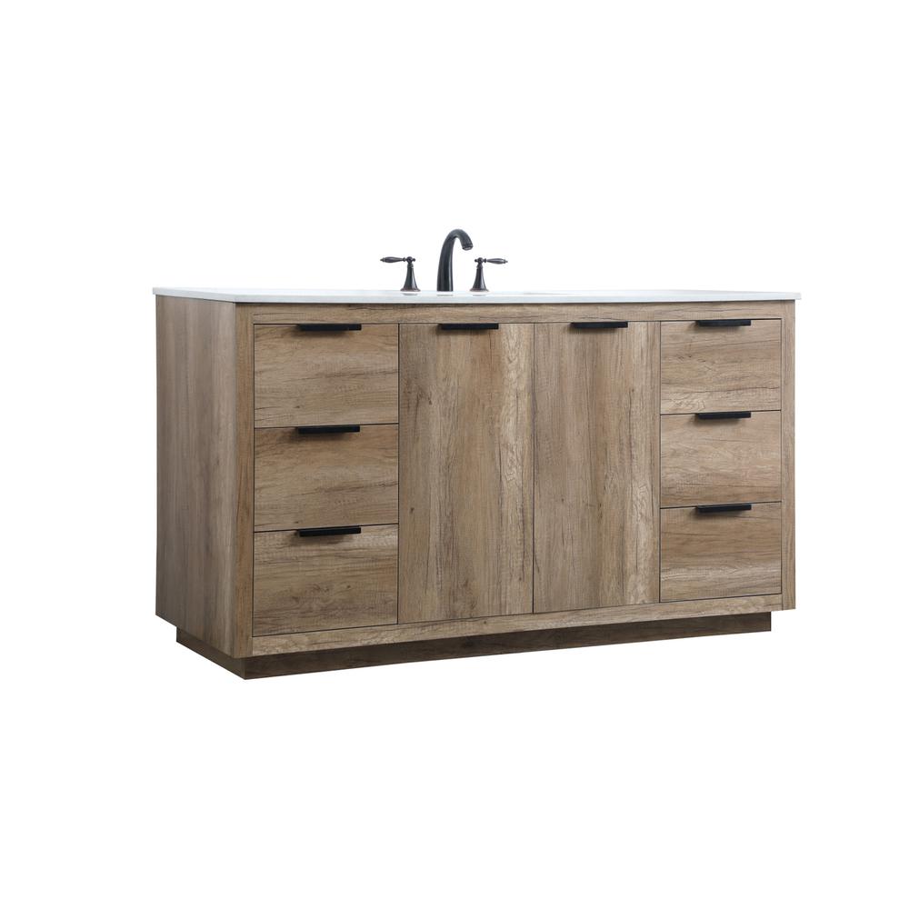 60 Inch SIngle Bathroom Vanity In Natural Oak. Picture 7