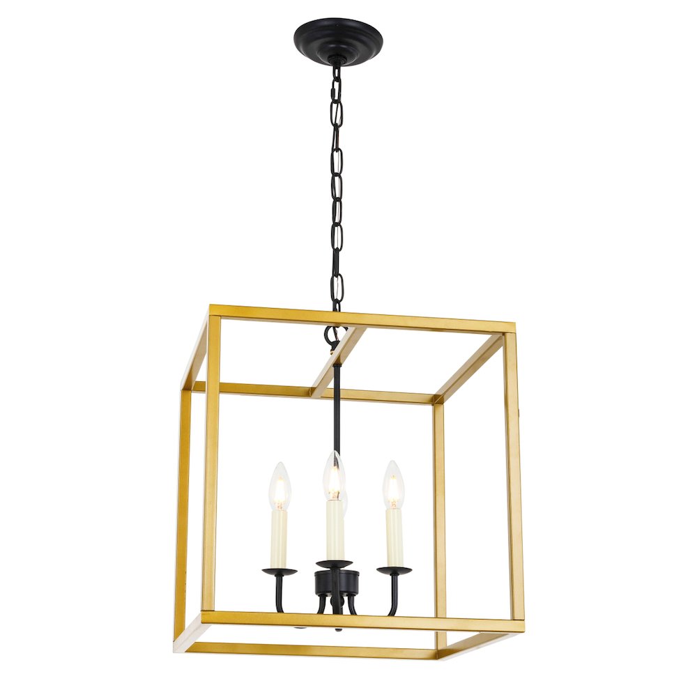 Eclipse 4 Light Brass And Black Pendant. Picture 4