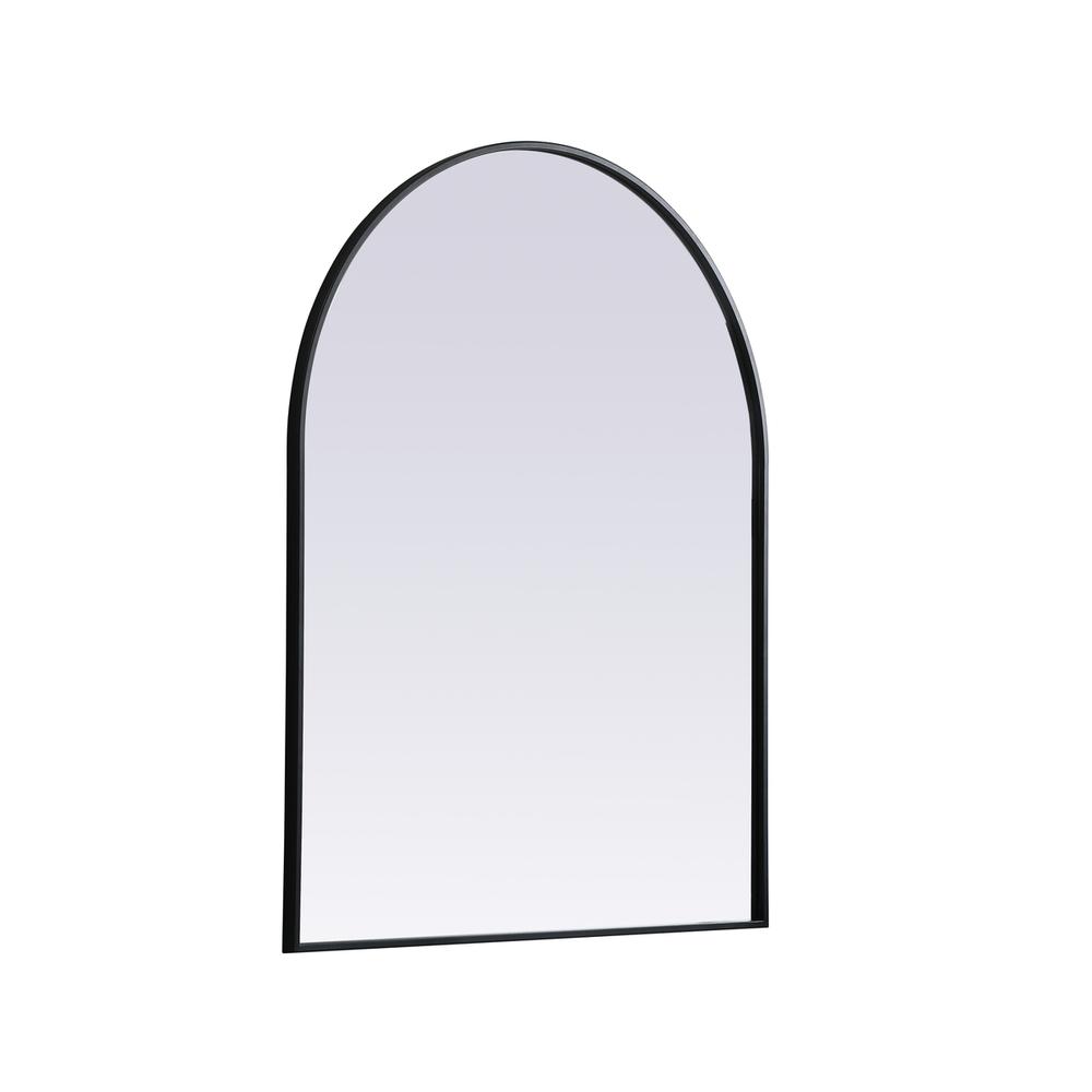 Metal Frame Arch Mirror 33x42 Inch in Black. Picture 7