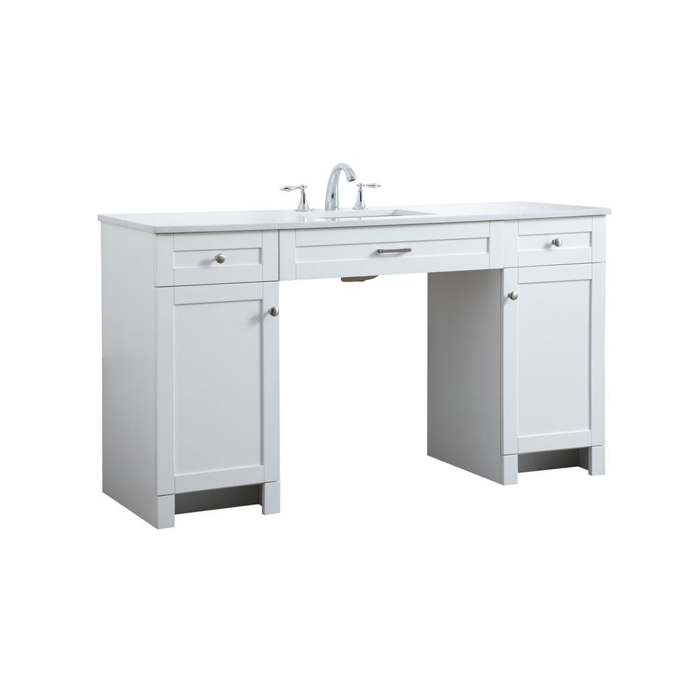 60 Inch ADA Compliant Bathroom Vanity In White. Picture 7