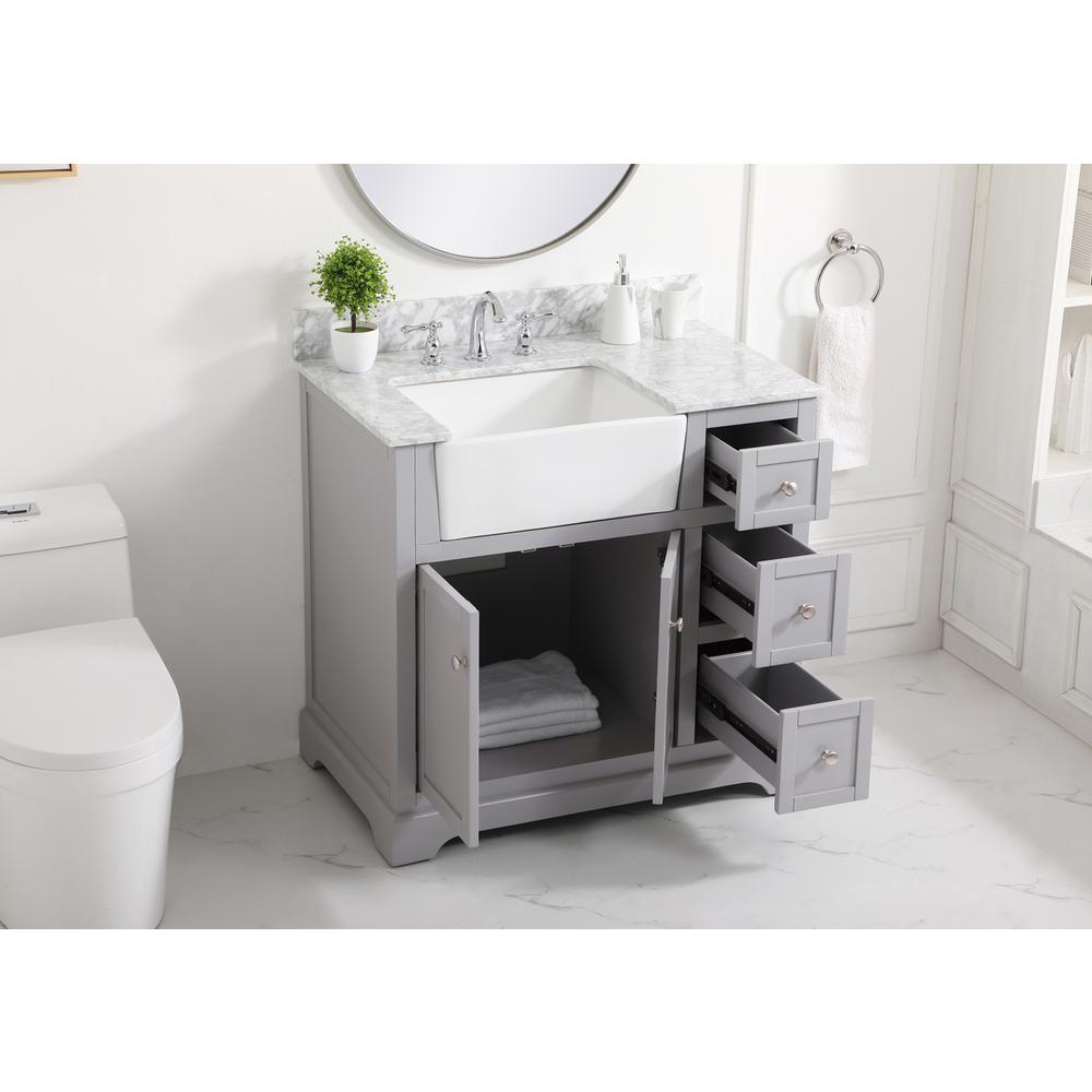 36 inch Single bathroom vanity in grey with backsplash. Picture 3