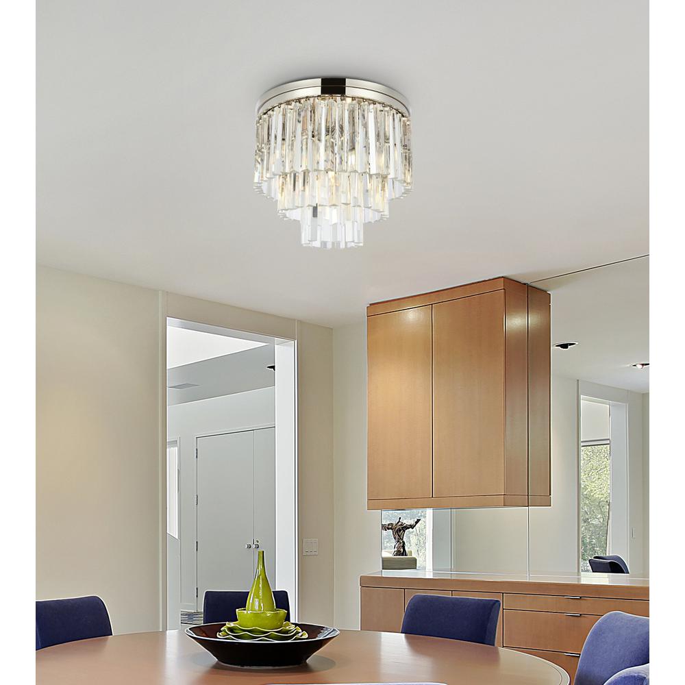 Sydney 9 light polished nickel Flush Mount Clear Royal Cut Crystal. Picture 8