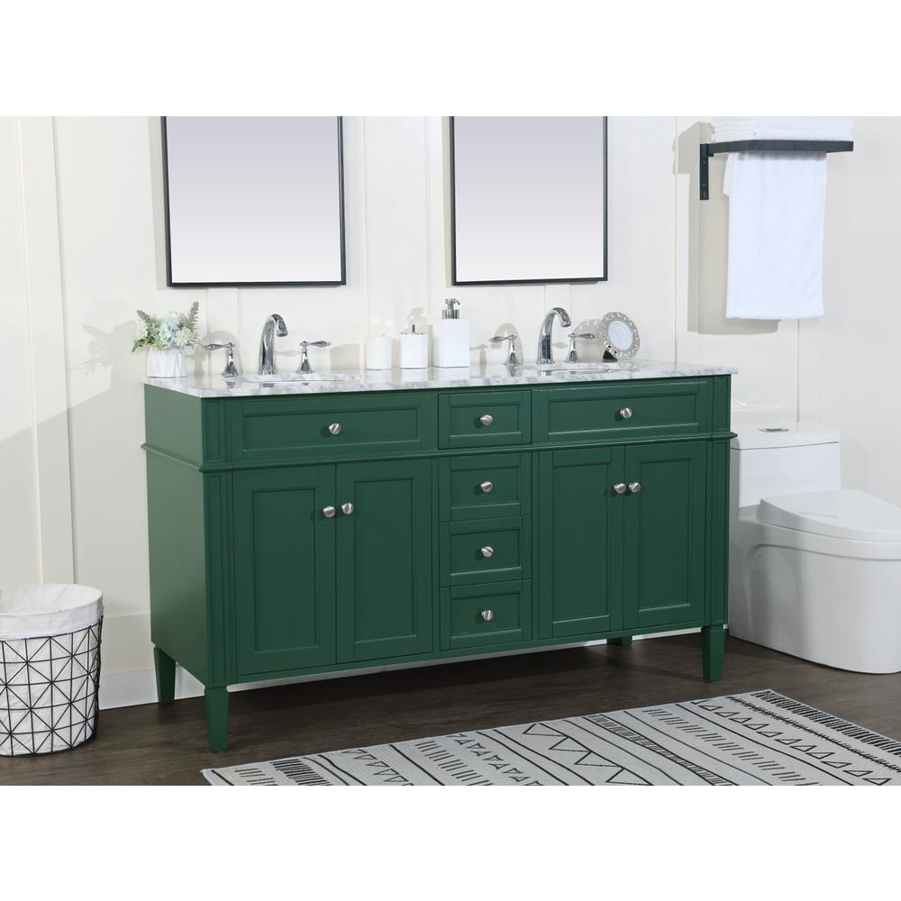 60 inch double bathroom vanity in green. Picture 2