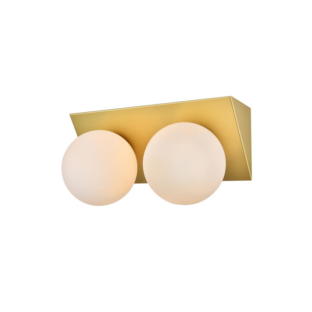 Jillian 2 light Brass and frosted white Bath Sconce. Picture 2