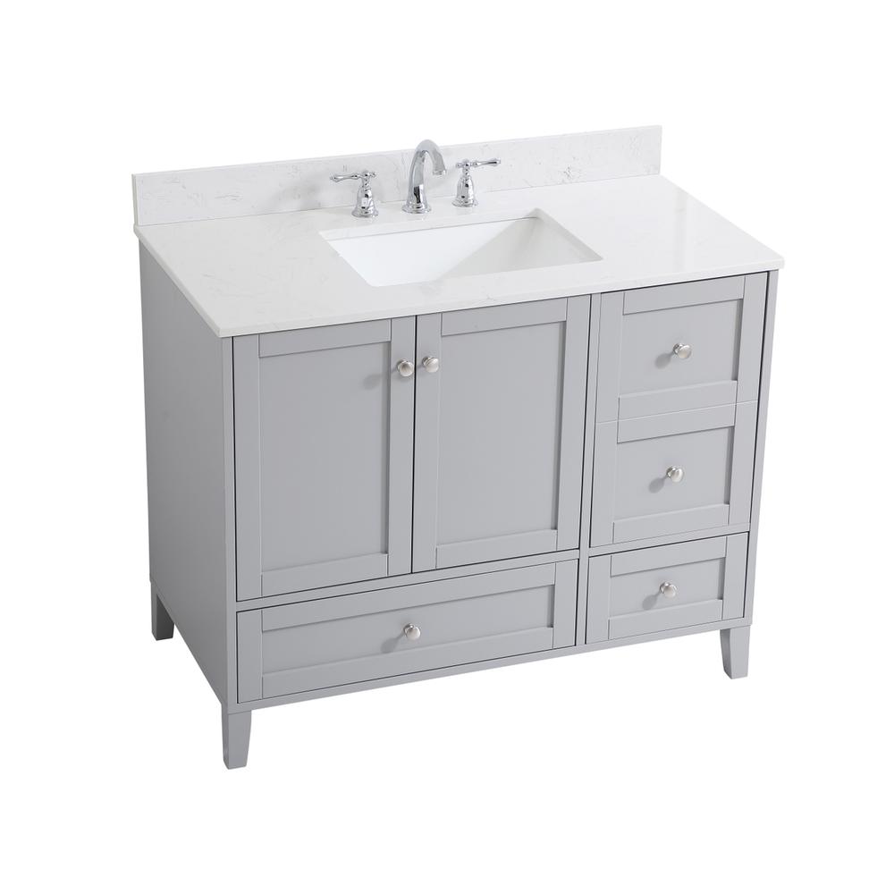 42 inch Single Bathroom Vanity in Grey with Backsplash. Picture 9